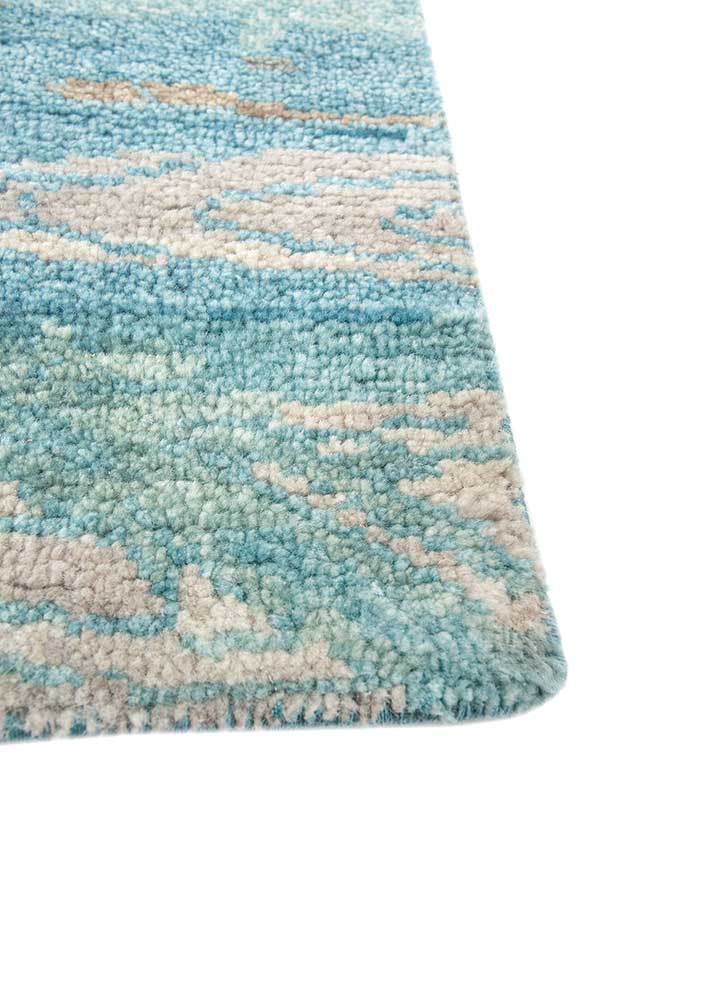 erbe blue wool hand knotted Rug - Corner