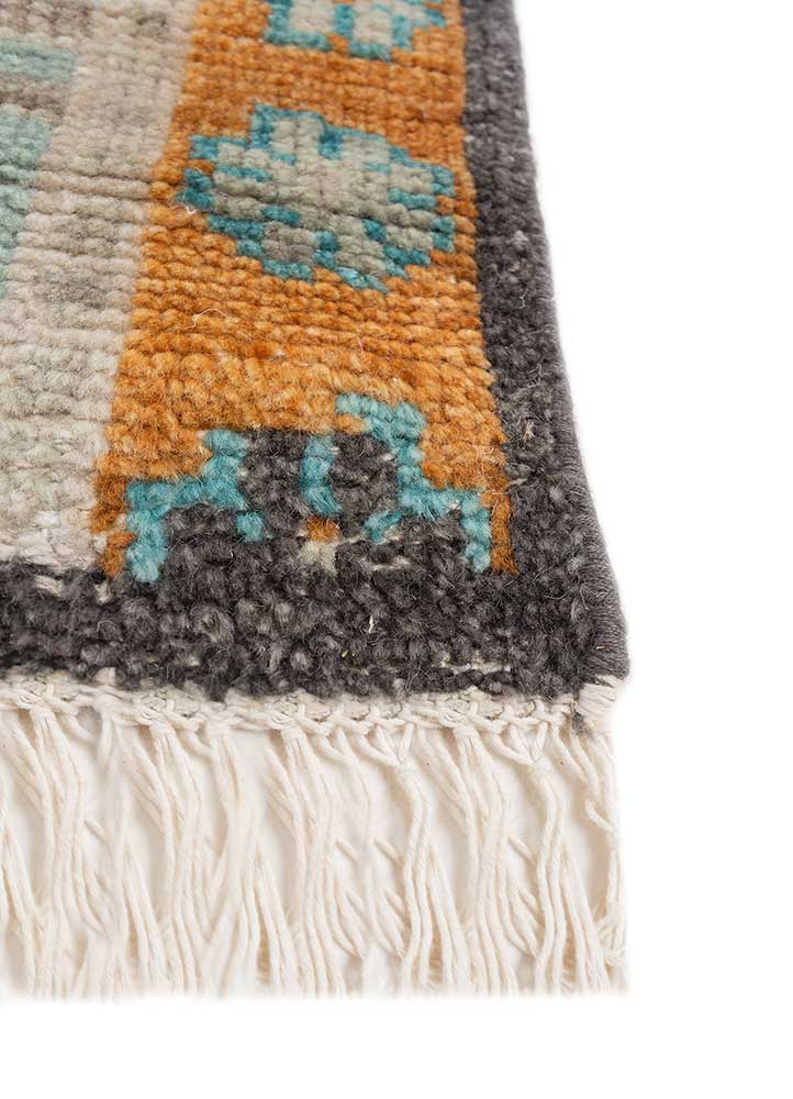 thyme red and orange wool hand knotted Rug - Corner