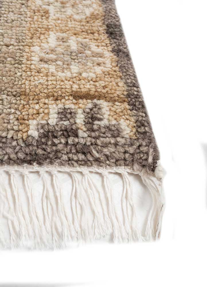 thyme beige and brown wool hand knotted Rug - Corner