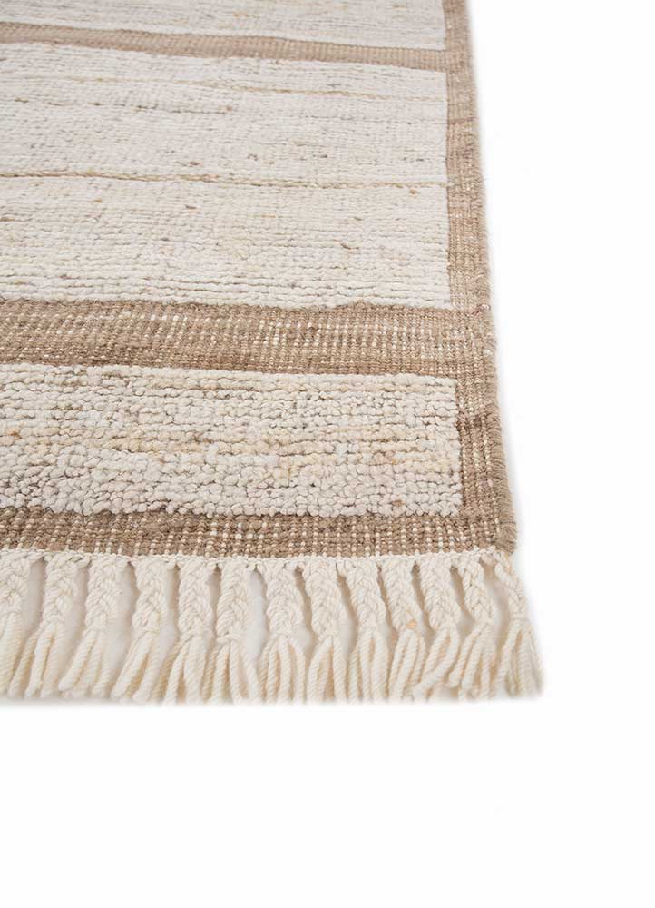 blythe ivory afghan wool hand knotted Rug - Corner