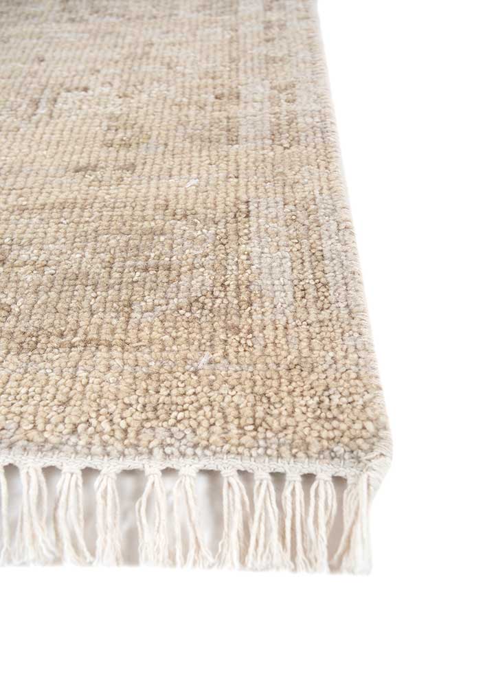 erbe beige and brown wool hand knotted Rug - Corner