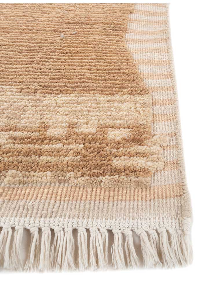 blythe beige and brown wool hand knotted Rug - Corner