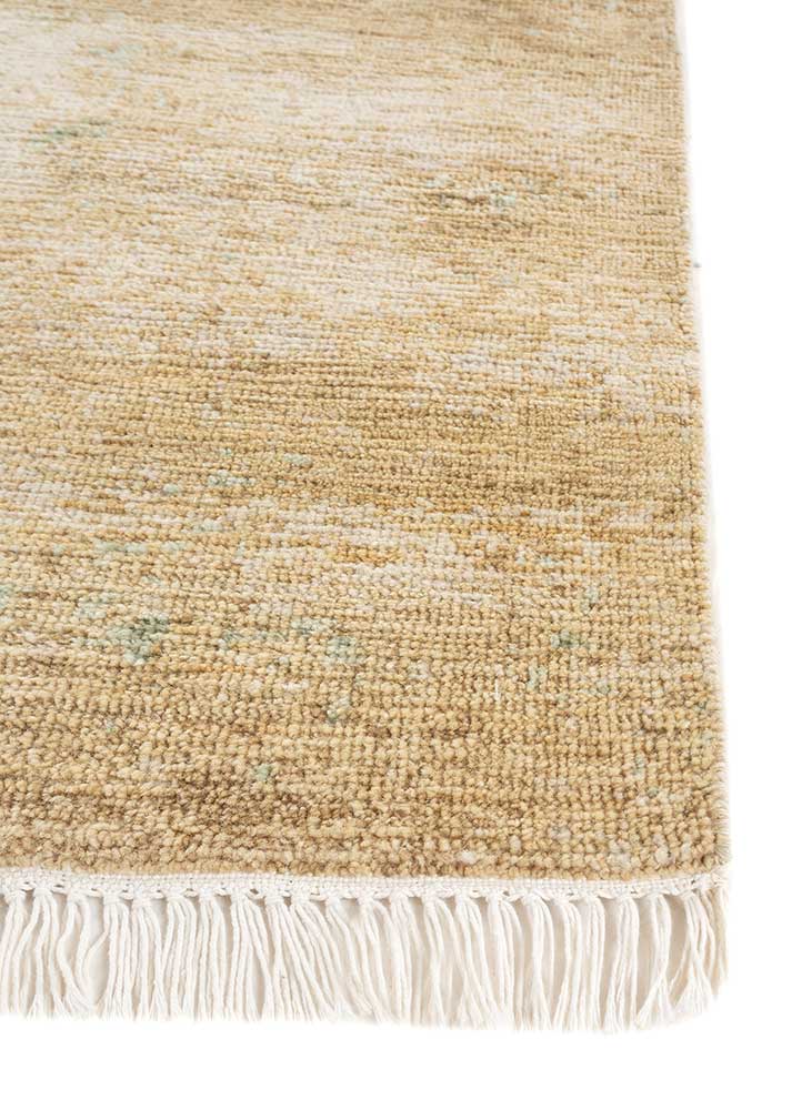 entropy gold wool hand knotted Rug - Corner
