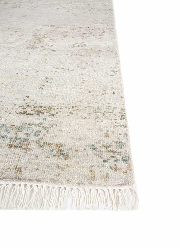 entropy ivory wool hand knotted Rug - Corner