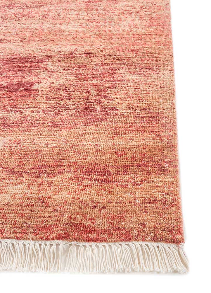 aprezo red and orange wool hand knotted Rug - Corner