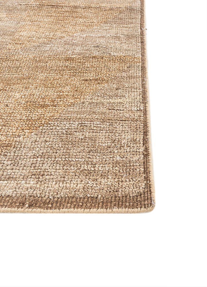 blythe beige and brown wool hand knotted Rug - Corner