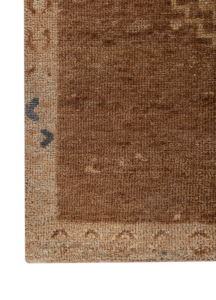 thyme red and orange wool hand knotted Rug - Corner