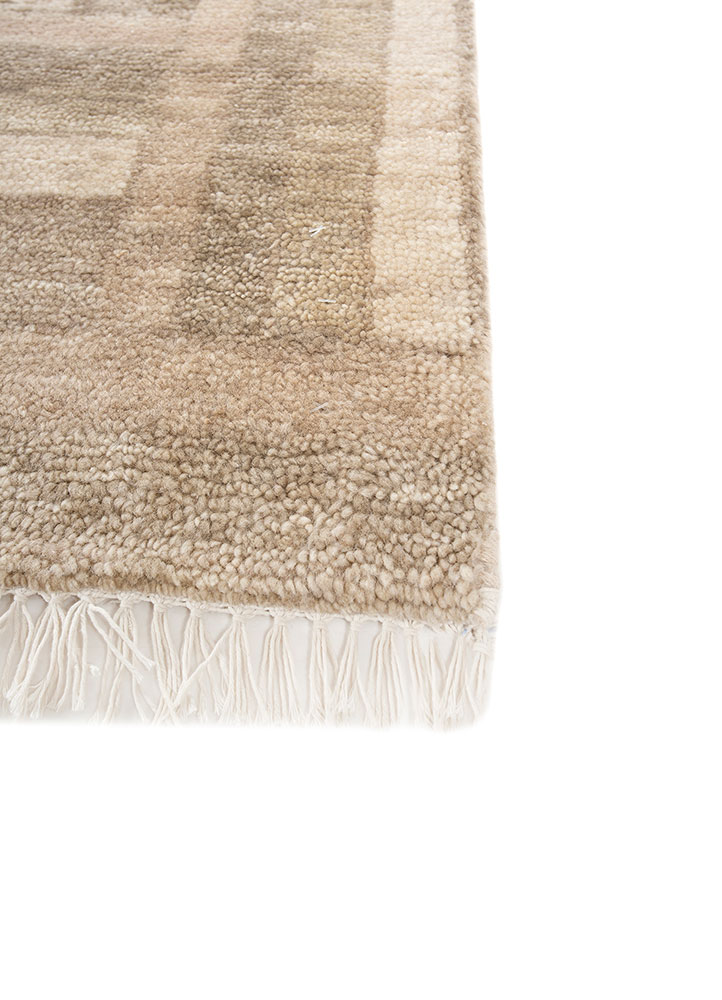 manifest beige and brown wool hand knotted Rug - Corner