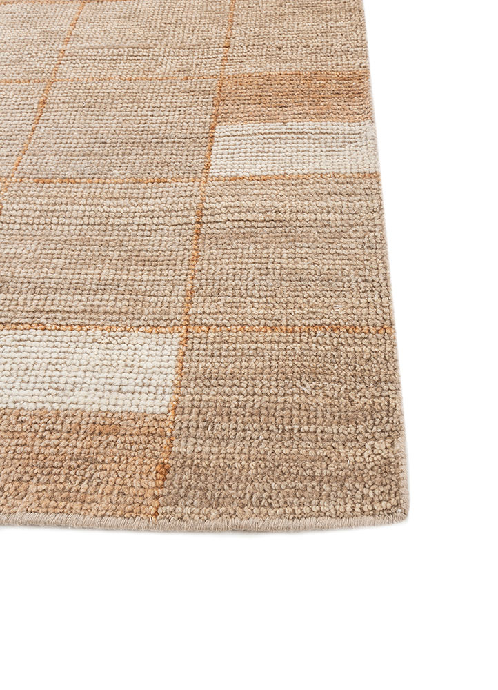 blythe beige and brown wool hand knotted Rug - Corner