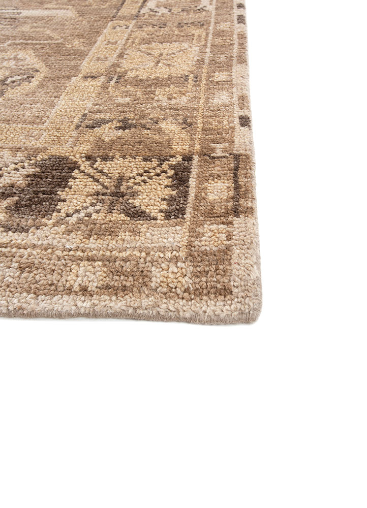viscaya beige and brown wool hand knotted Rug - Corner