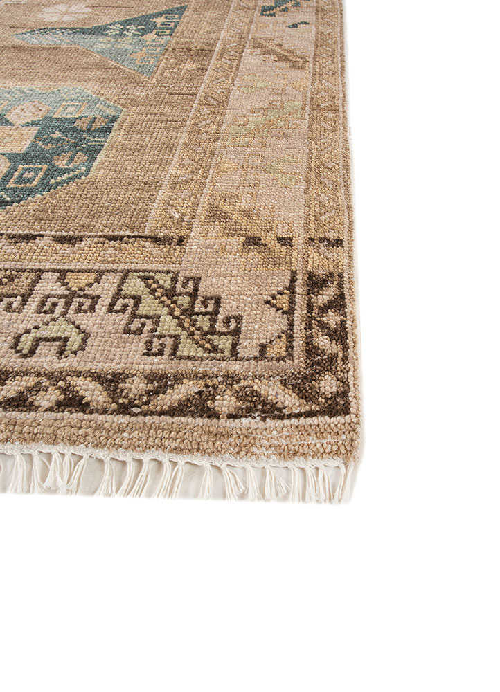 thyme beige and brown wool hand knotted Rug - Corner
