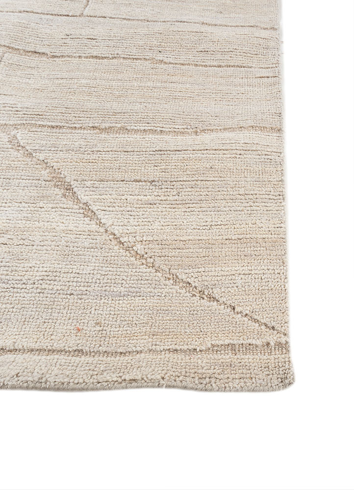 thyme ivory wool hand knotted Rug - Corner