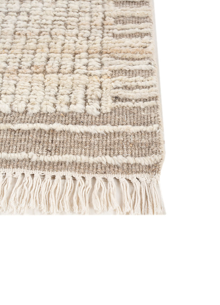 manifest beige and brown wool hand knotted Rug - Corner
