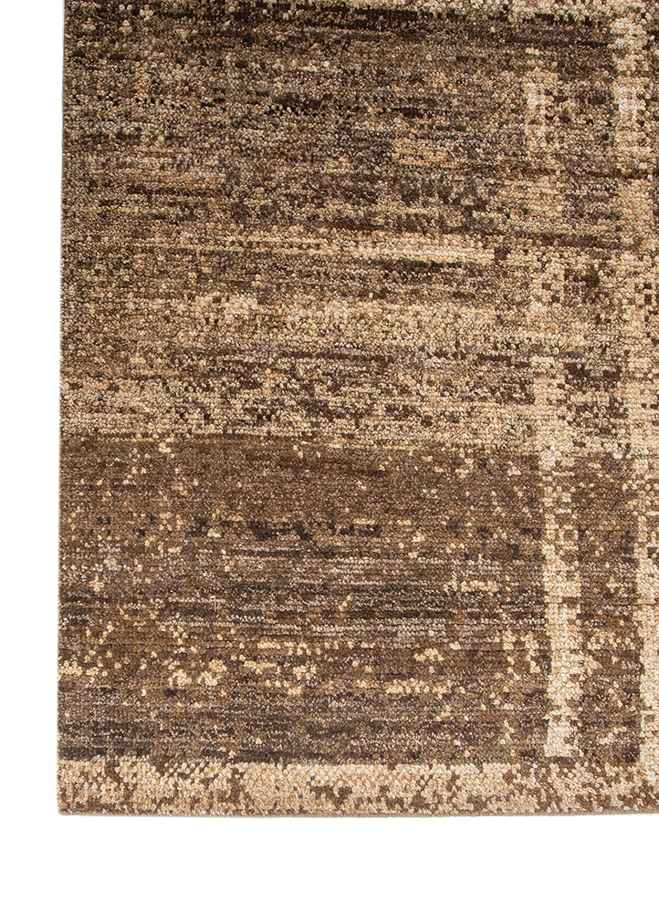 manifest beige and brown wool hand knotted Rug - Corner