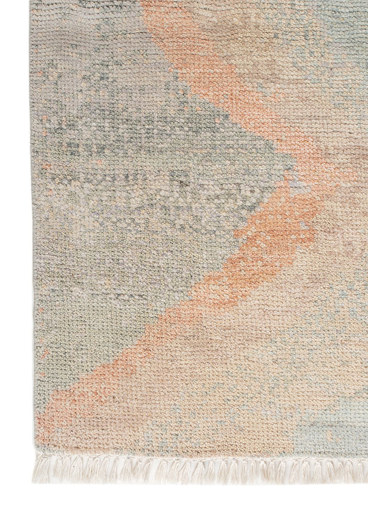 blythe beige and brown wool hand knotted Rug - Corner