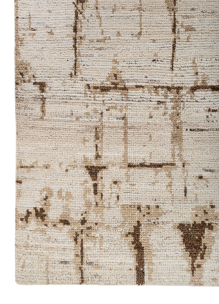 uvenuti ivory wool hand knotted Rug - Corner