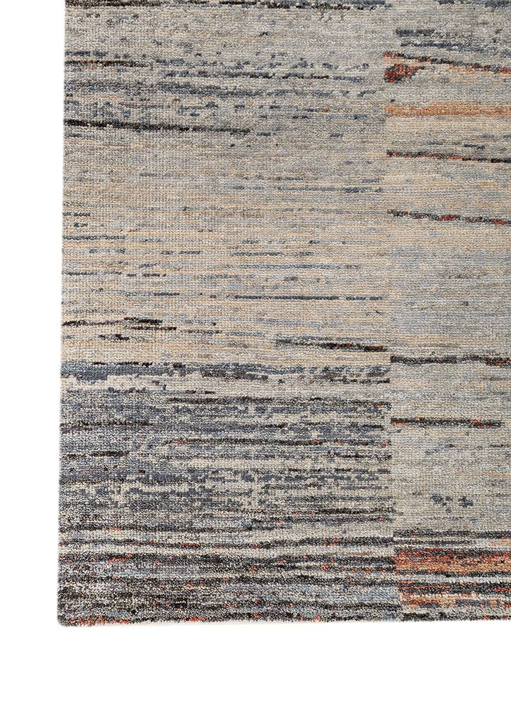 aprezo beige and brown wool hand knotted Rug - Corner