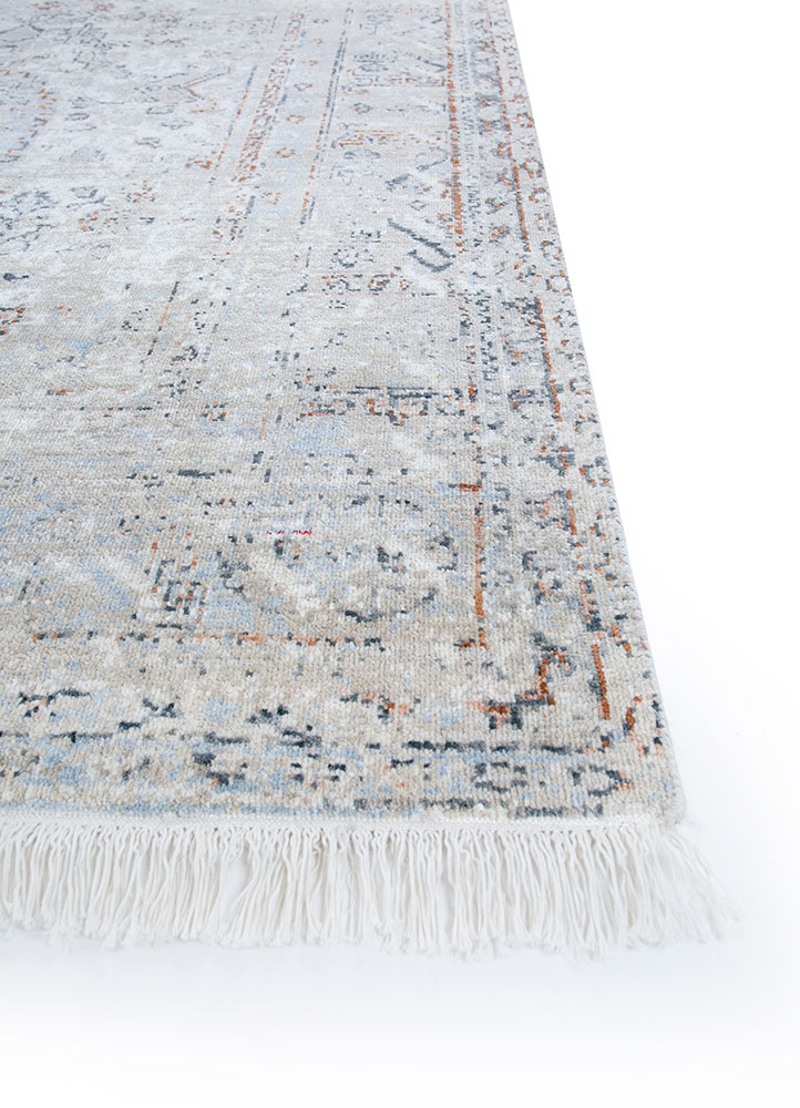 erbe grey and black wool hand knotted Rug - Corner