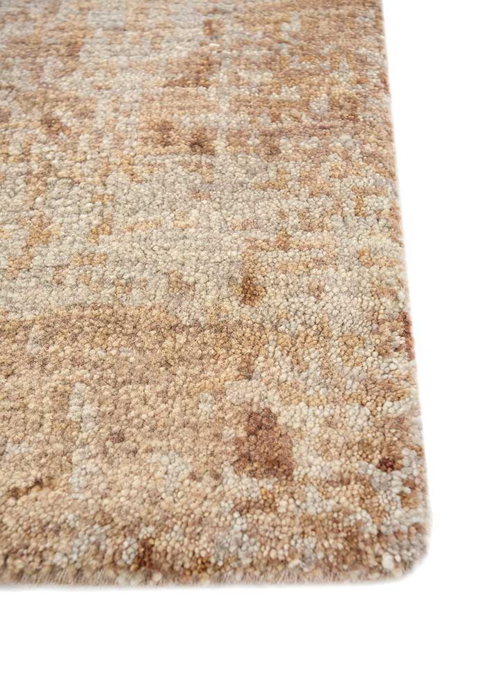 uvenuti beige and brown wool hand knotted Rug - Corner