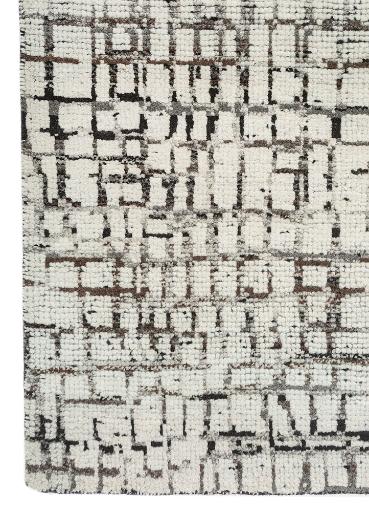 aprezo ivory wool hand knotted Rug - Corner