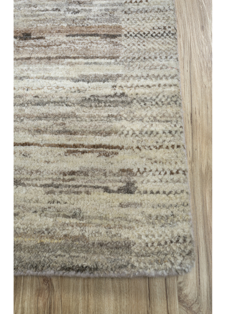 zuri beige and brown afghan wool hand knotted Rug - Corner