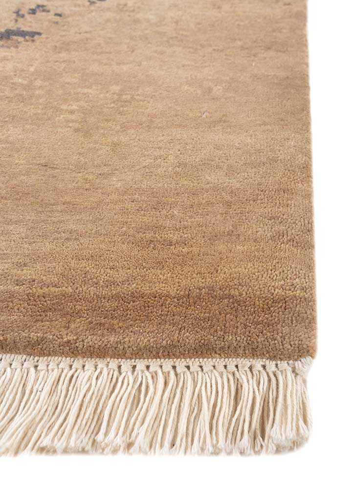 far east beige and brown wool hand knotted Rug - Corner