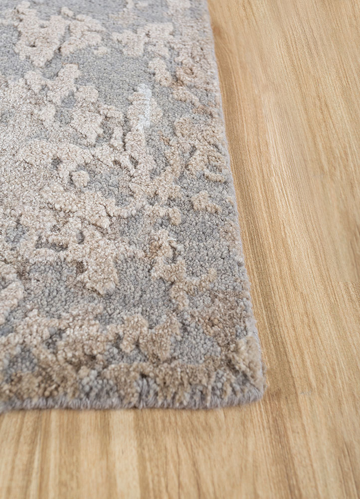 uvenuti grey and black wool hand knotted Rug - Corner