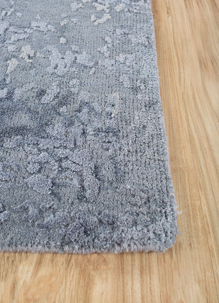 uvenuti blue wool hand knotted Rug - Corner