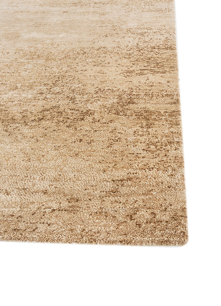entropy beige and brown wool and silk hand knotted Rug - Corner