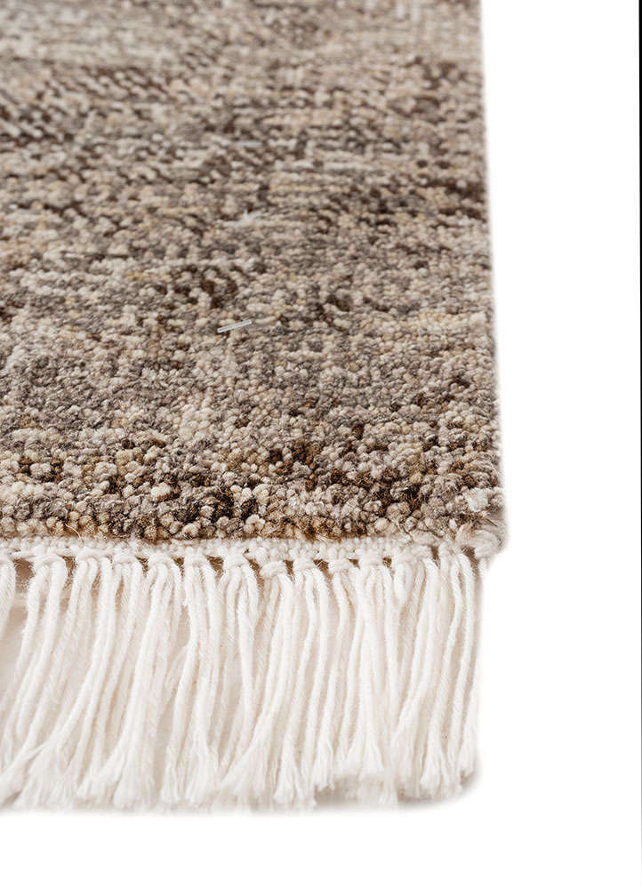 afterglow by kavi ivory afghan wool and silk hand knotted Rug - Corner