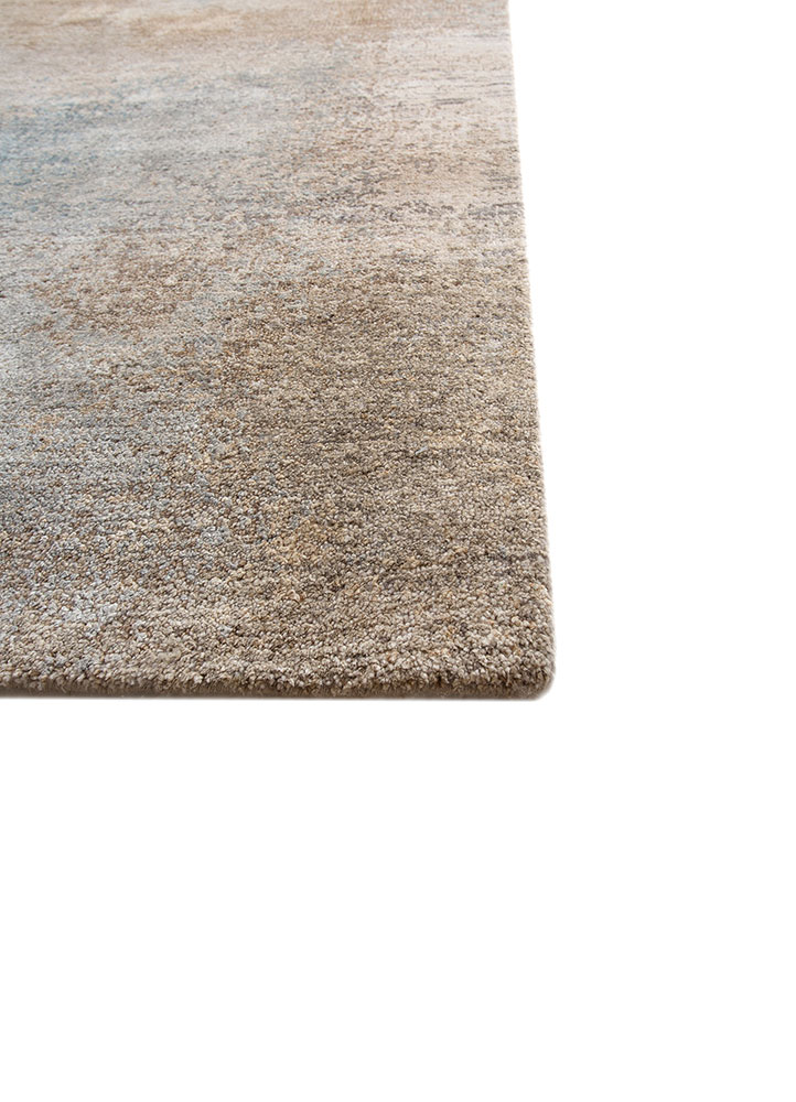 afterglow by kavi blue afghan wool and silk hand knotted Rug - Corner