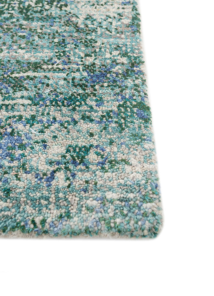 afterglow by kavi grey and black afghan wool and silk hand knotted Rug - Corner