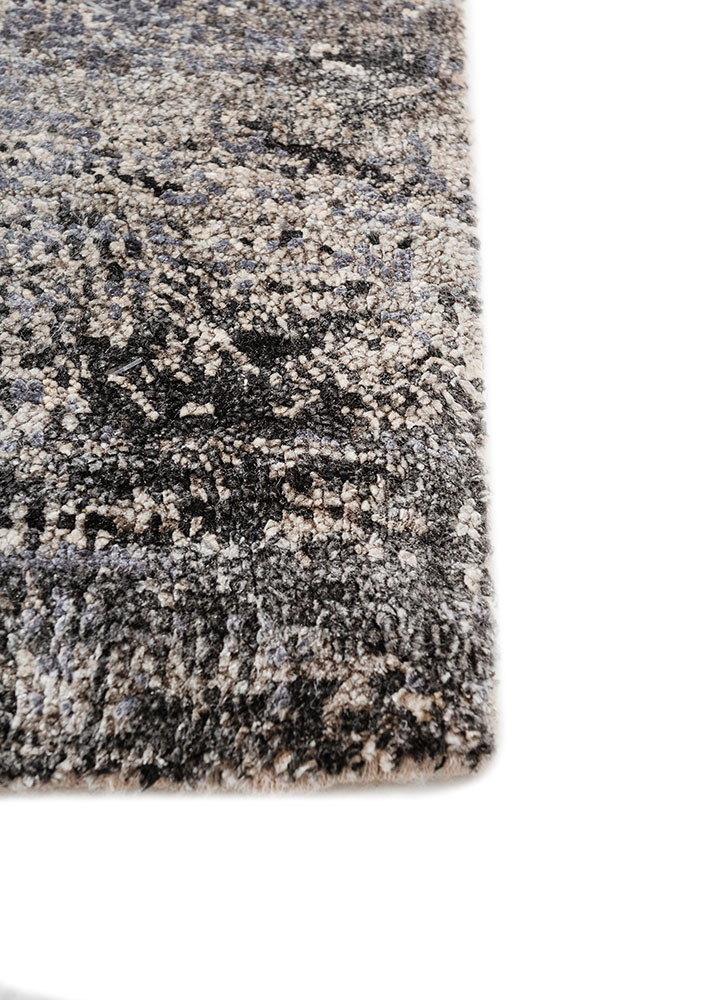 entropy ivory afghan wool and silk hand knotted Rug - Corner