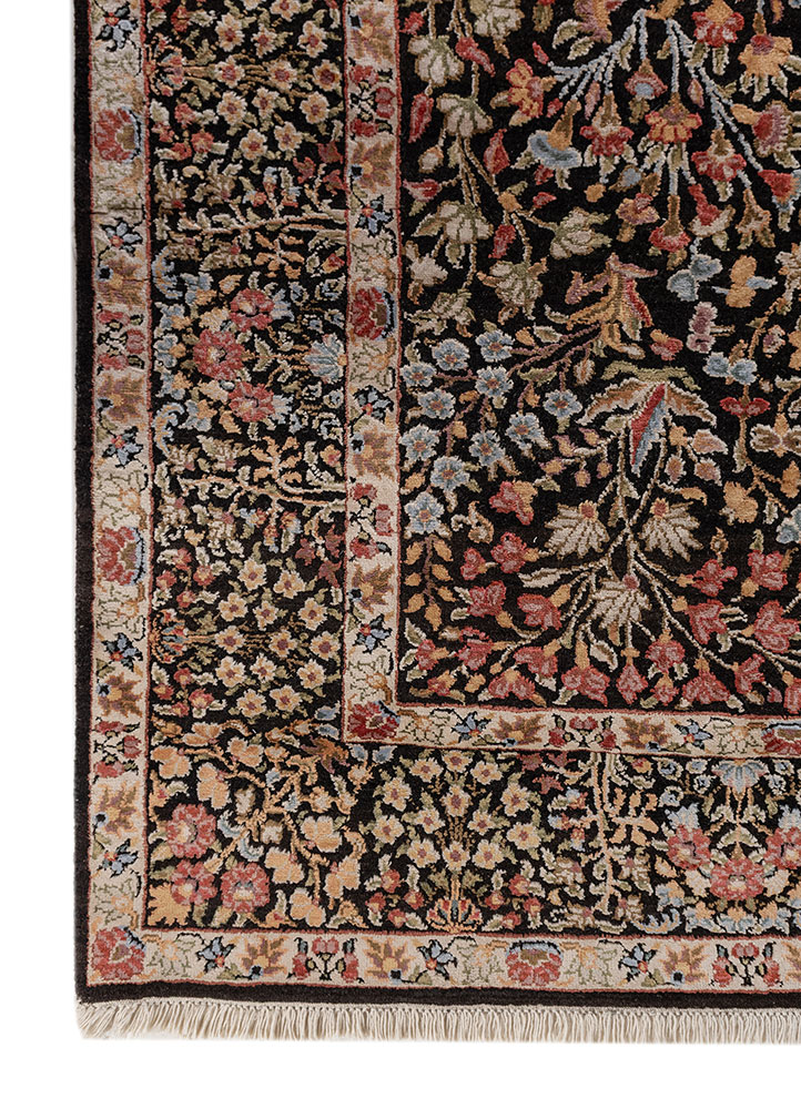 aurora blue wool and silk hand knotted Rug - Corner