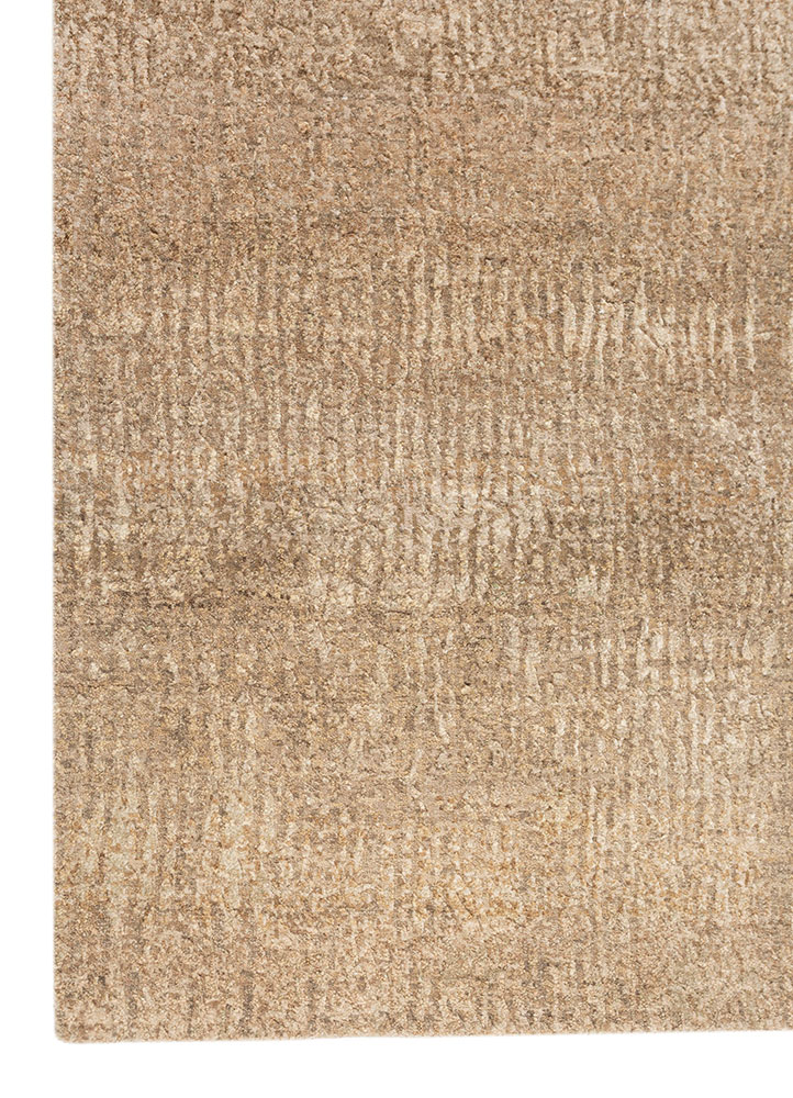 entropy gold wool and silk hand knotted Rug - Corner