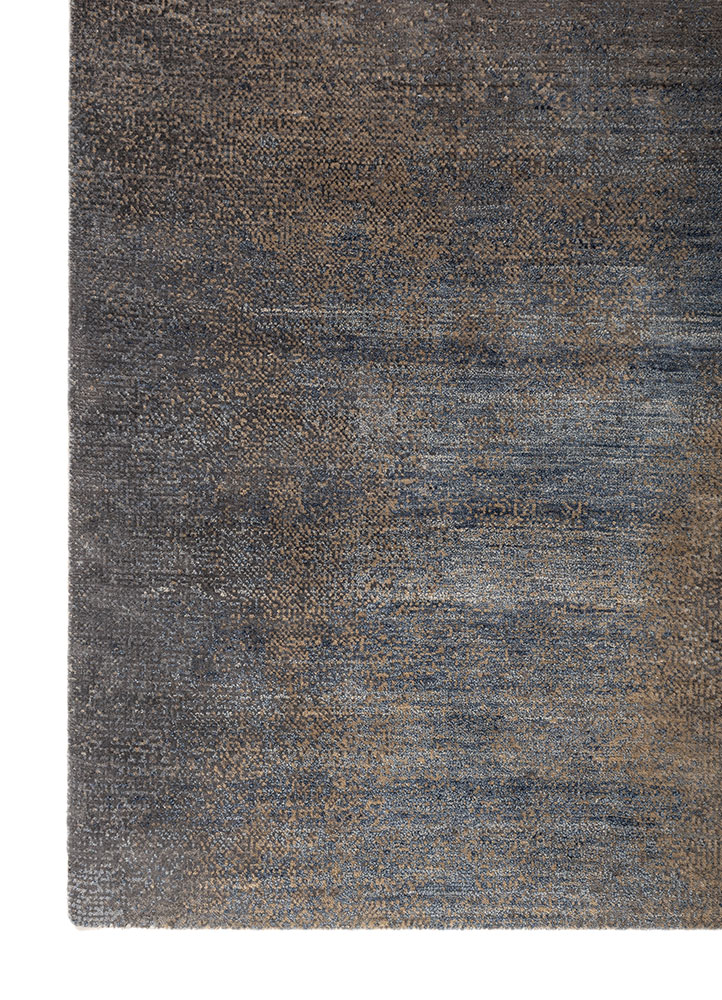 aprezo blue wool and silk hand knotted Rug - Corner