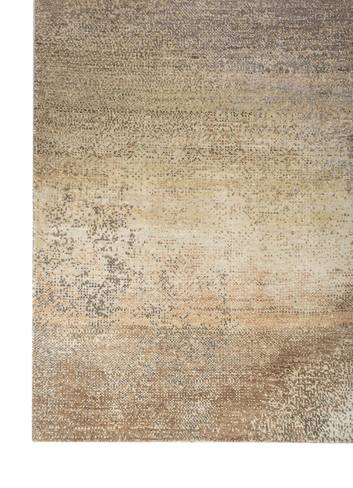 aprezo blue wool and silk hand knotted Rug - Corner