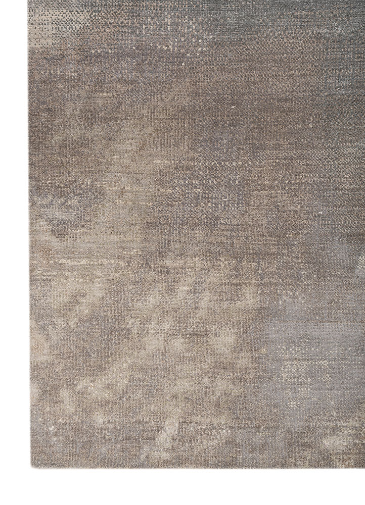 aprezo grey and black wool and silk hand knotted Rug - Corner