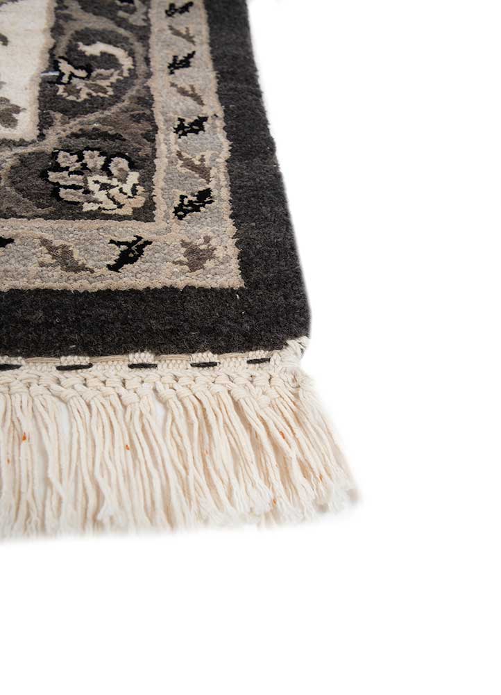 cyanna blue wool and silk hand knotted Rug - Corner