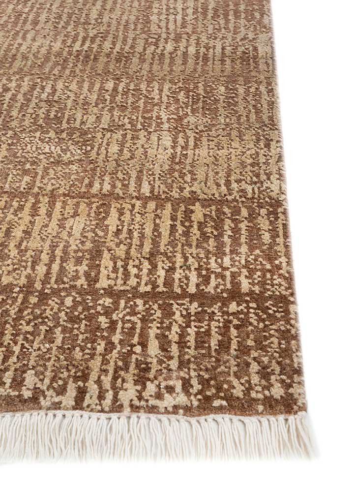 entropy beige and brown wool hand knotted Rug - Corner