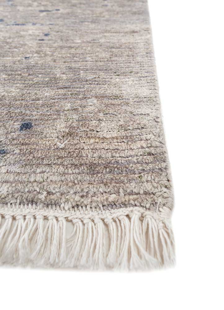 entropy blue wool and silk hand knotted Rug - Corner