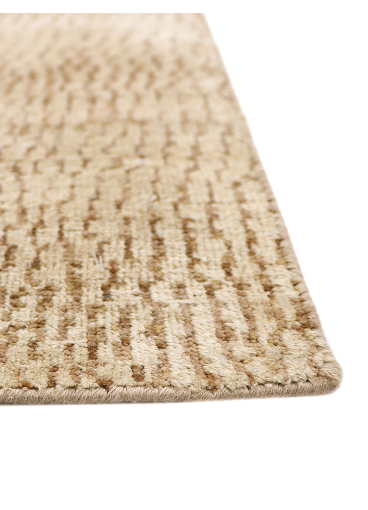 entropy beige and brown wool and silk hand knotted Rug - Corner
