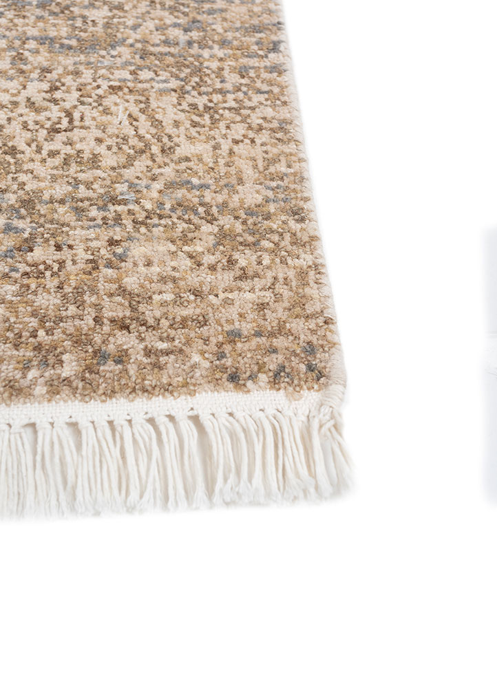 entropy ivory wool and silk hand knotted Rug - Corner