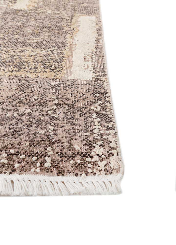 entropy ivory wool and silk hand knotted Rug - Corner