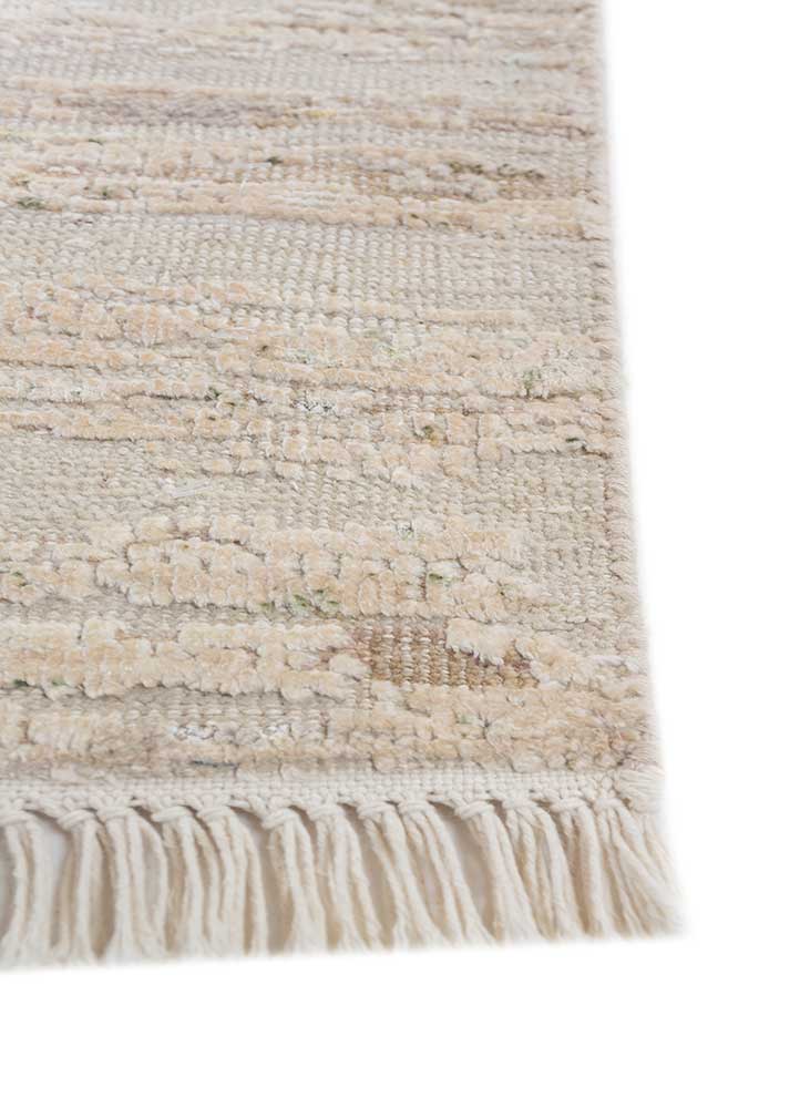 manifest ivory wool and silk hand knotted Rug - Corner