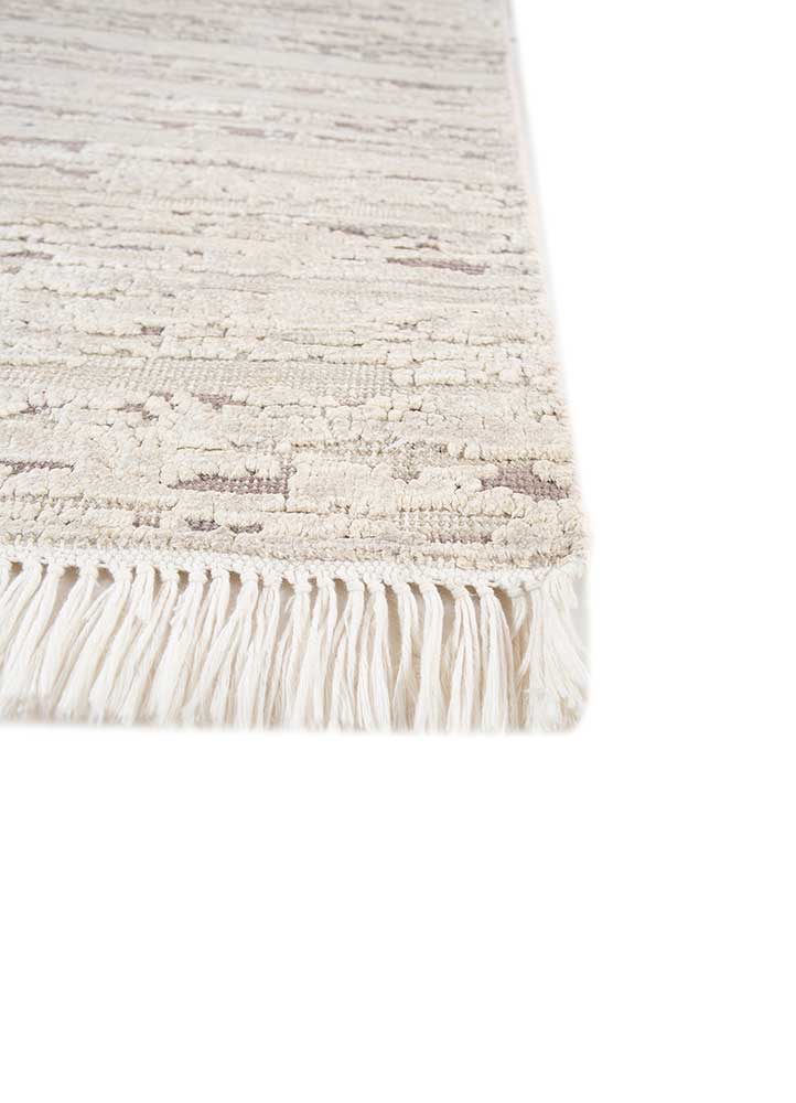 manifest ivory wool and silk hand knotted Rug - Corner