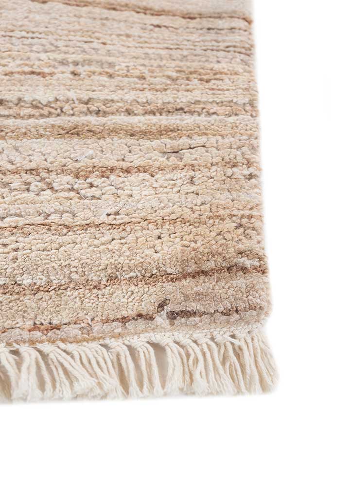 manifest ivory wool and silk hand knotted Rug - Corner