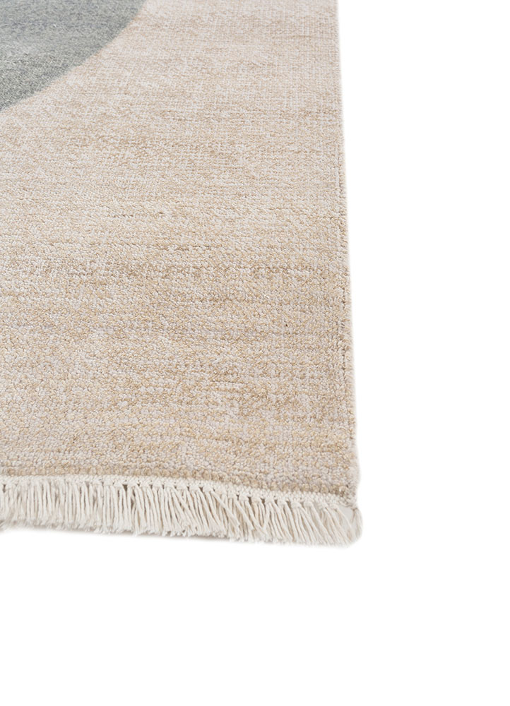 entropy ivory wool and silk hand knotted Rug - Corner