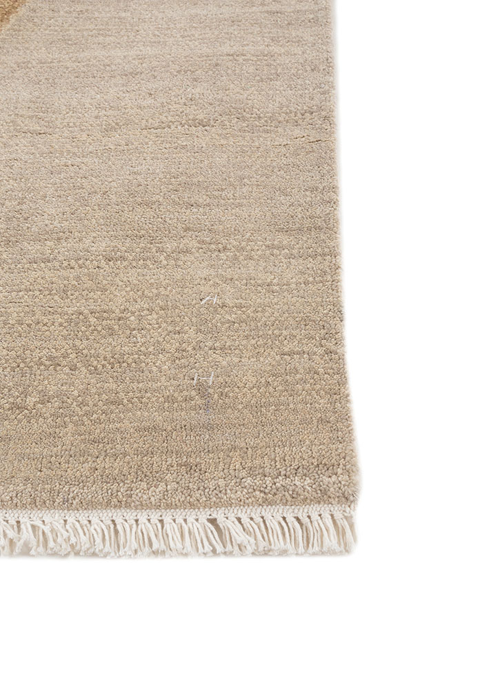 entropy beige and brown wool and silk hand knotted Rug - Corner