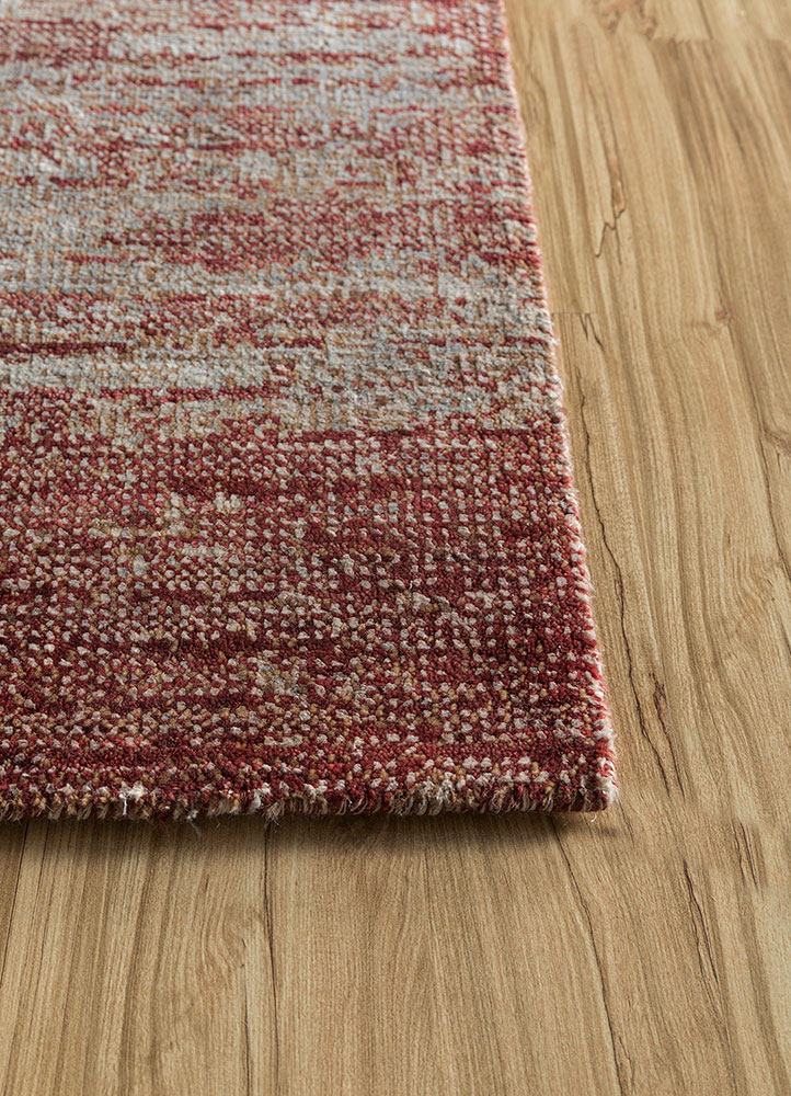 tattvam red and orange wool and silk hand knotted Rug - Corner